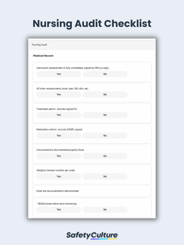 Nursing Audit Checklist