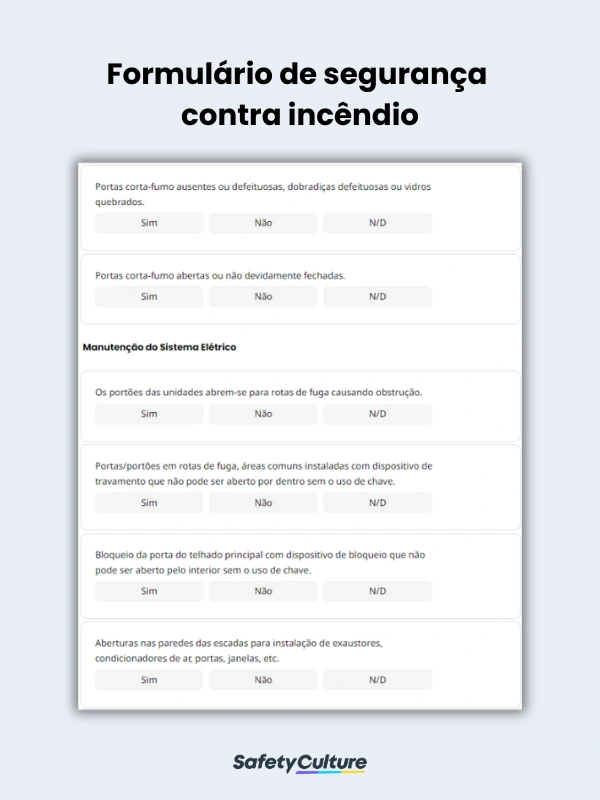Formulário de segurança contra incêndio