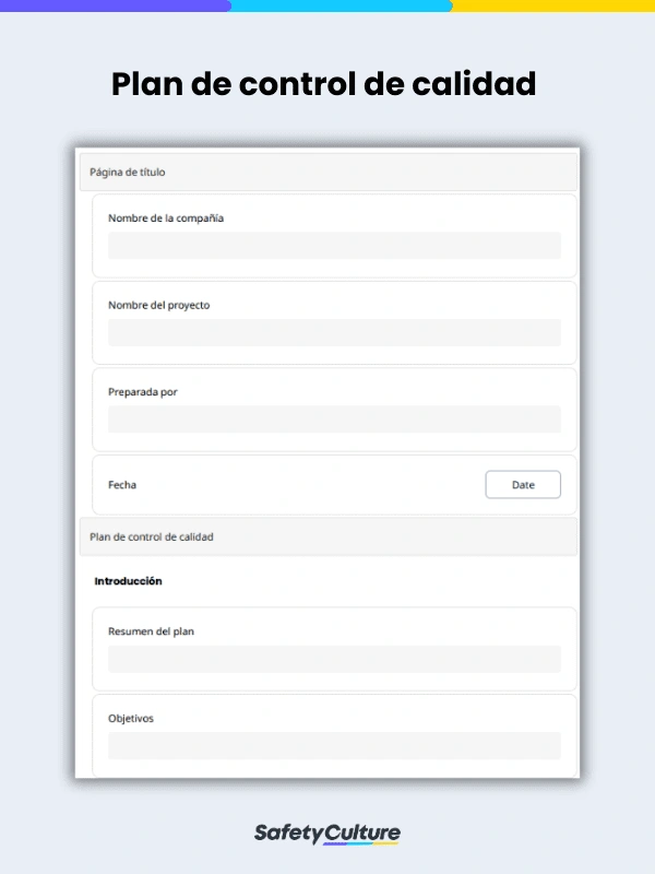 Quality Control Plan Template