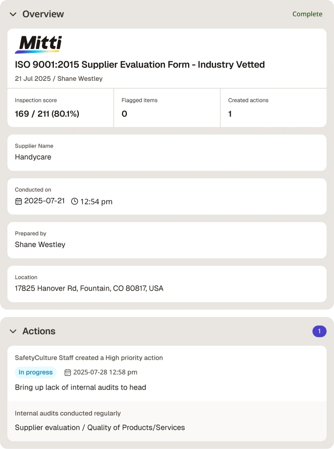 Supplier Audit Evaluation Form | SafetyCulture
