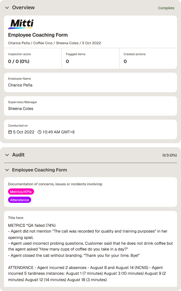 Employee Coaching Form Template