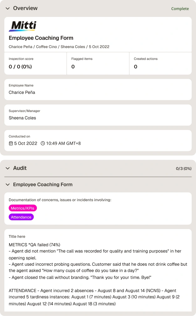 Employee Coaching Form Template