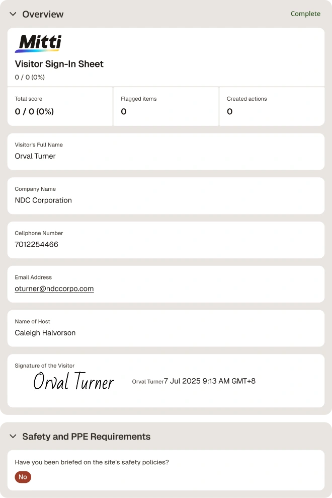 sample sign in sheet for visitors