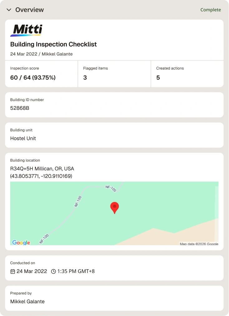 building inspection checklist