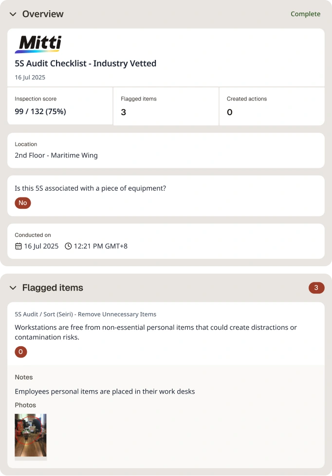 5S Audit Checklist Digital Report