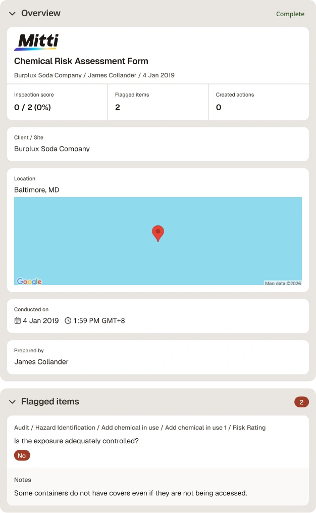 Chemical Risk Assessment Template