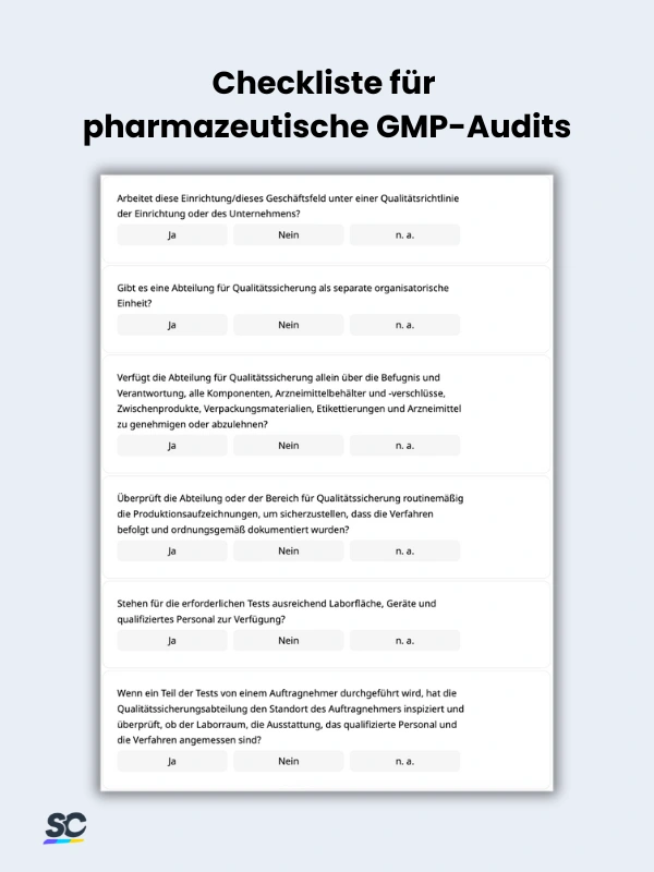 Checkliste fur pharmazeutische GMP Audits