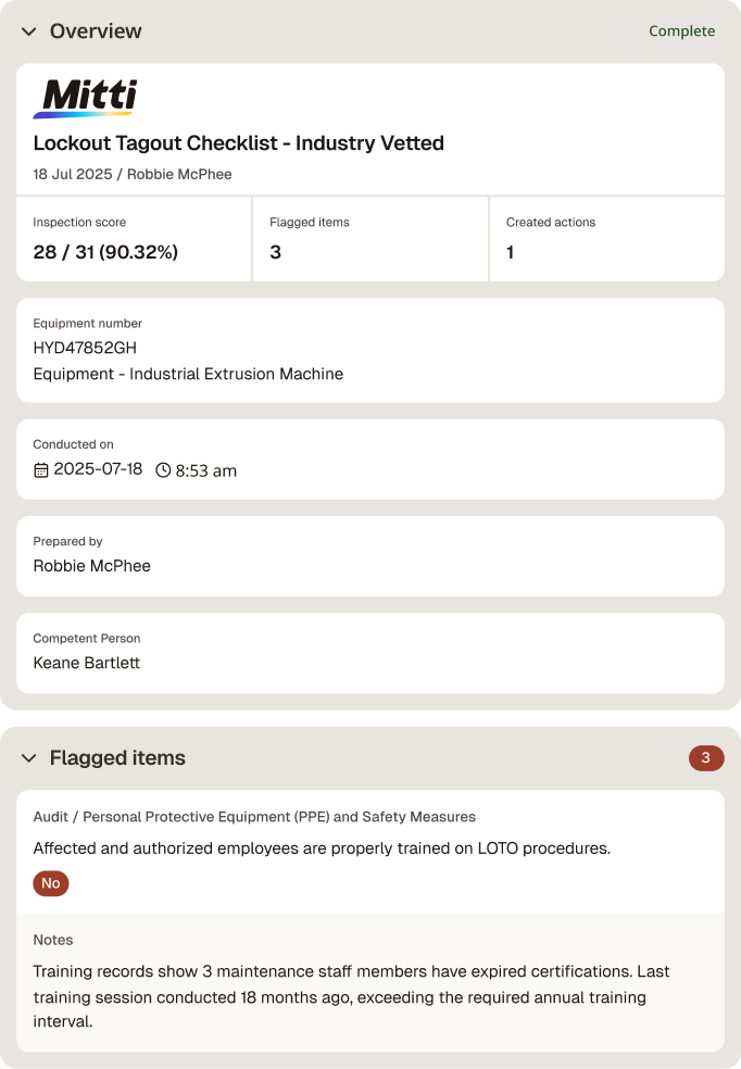 Lockout Tagout Procedure Checklist
