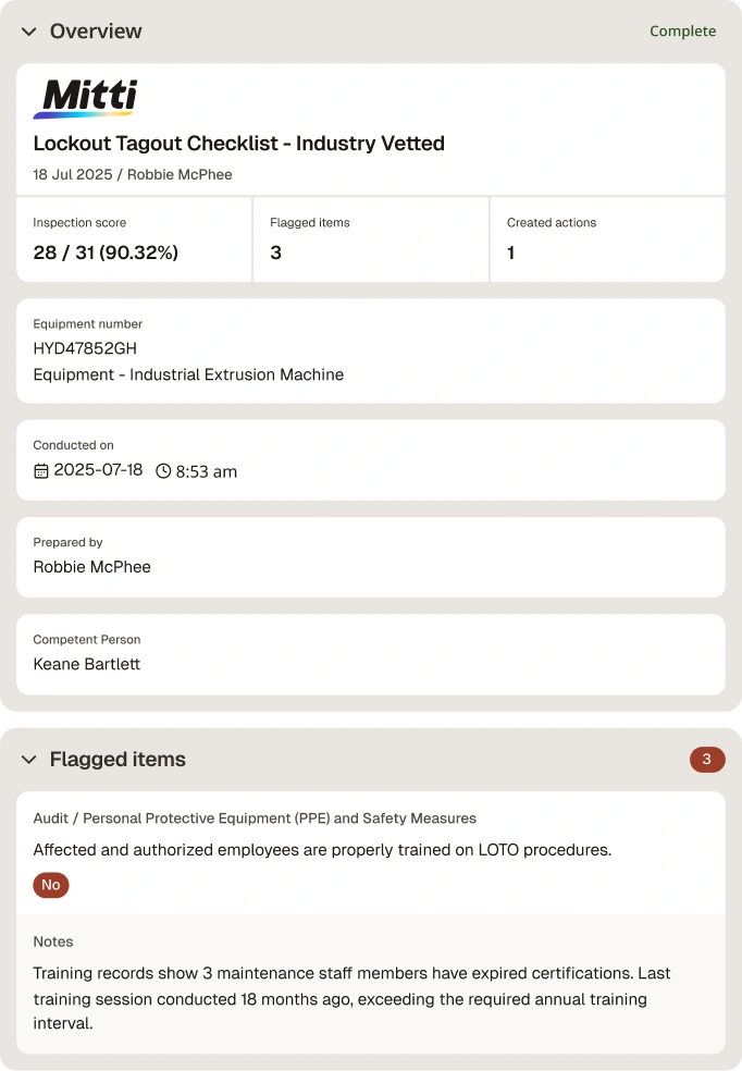 Lockout Tagout Procedure Checklist