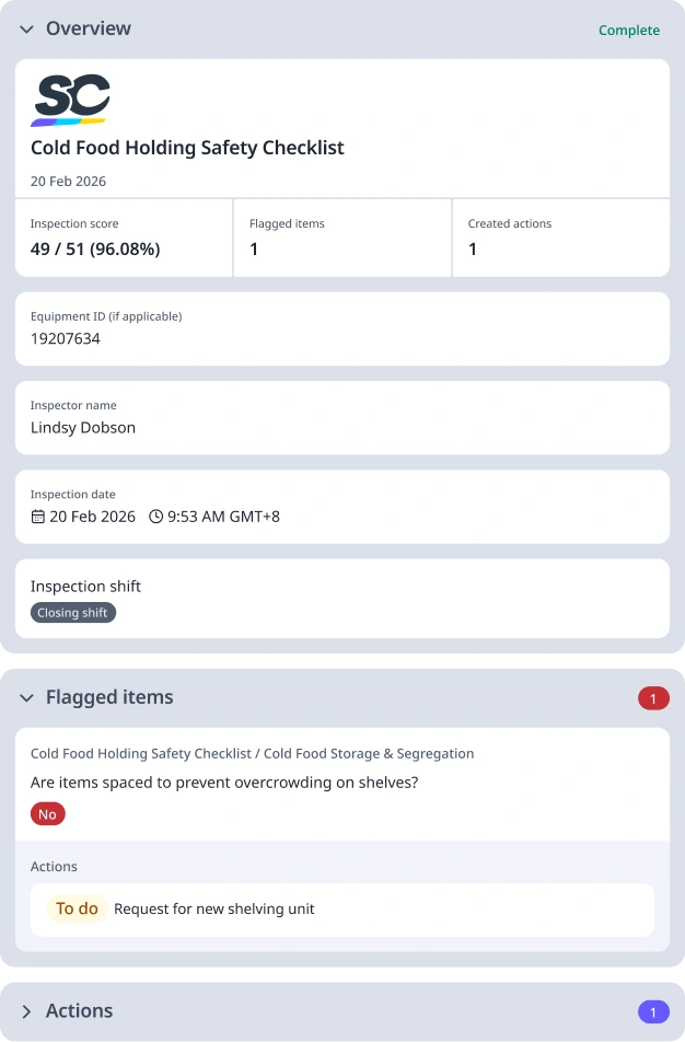 Cold Food Holding Safety Checklist Featured Template