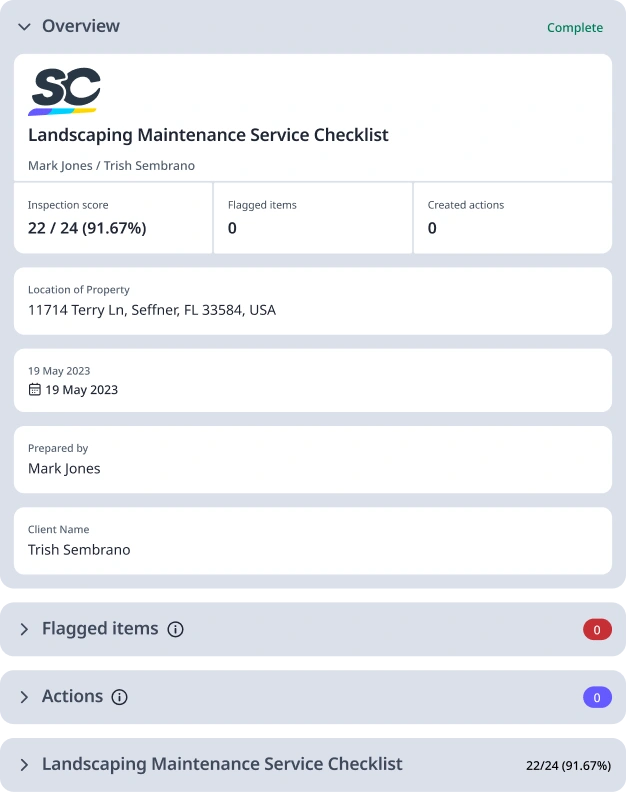 Landscaping Maintenance Checklist Template