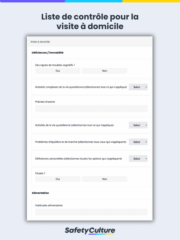 Liste de contrôle pour la visite à domicile