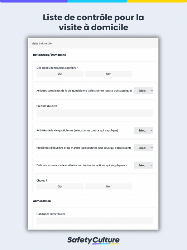 Liste de contrôle pour la visite à domicile