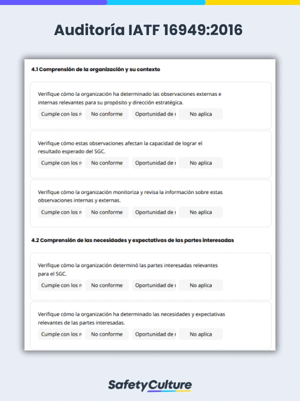 IATF 16949:2016 Audit Checklist