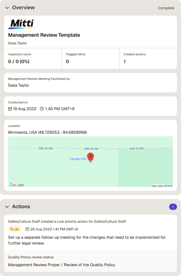Management Review Template Digital Report