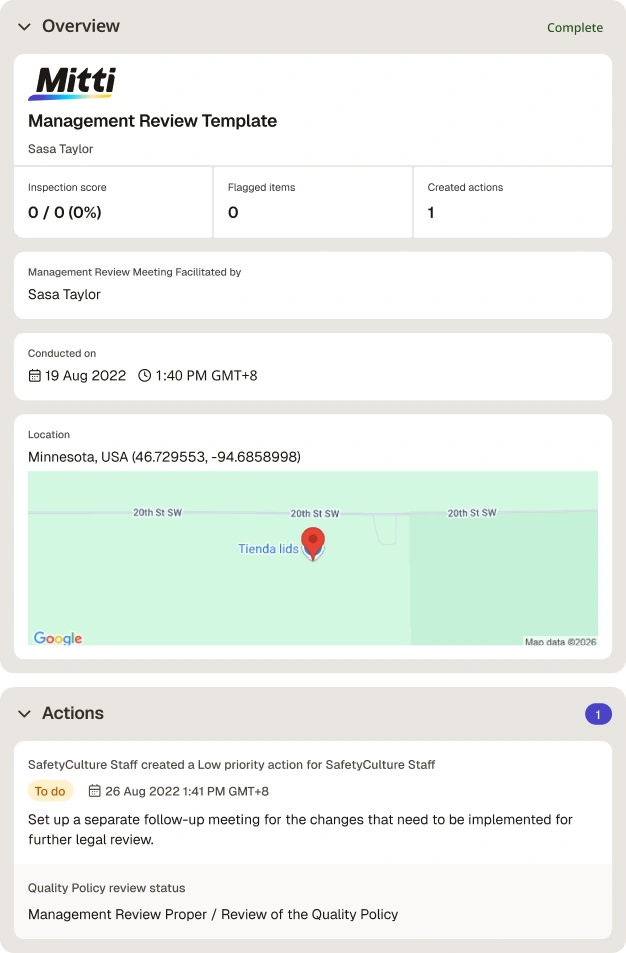 Management Review Template Digital Report