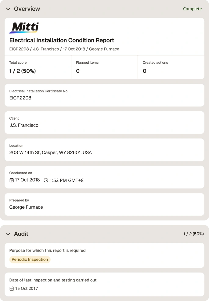 Electrical Installation Condition Report