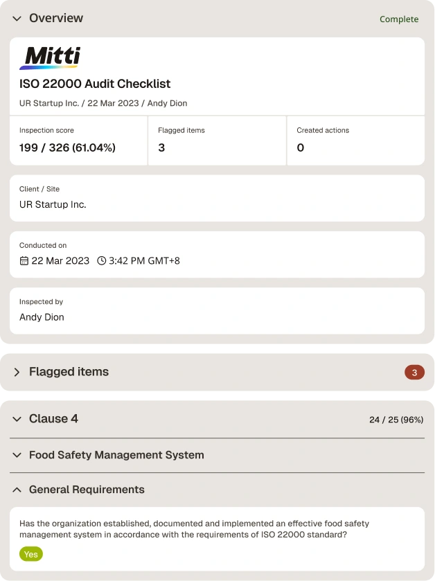 ISO 22000 Audit Checklist