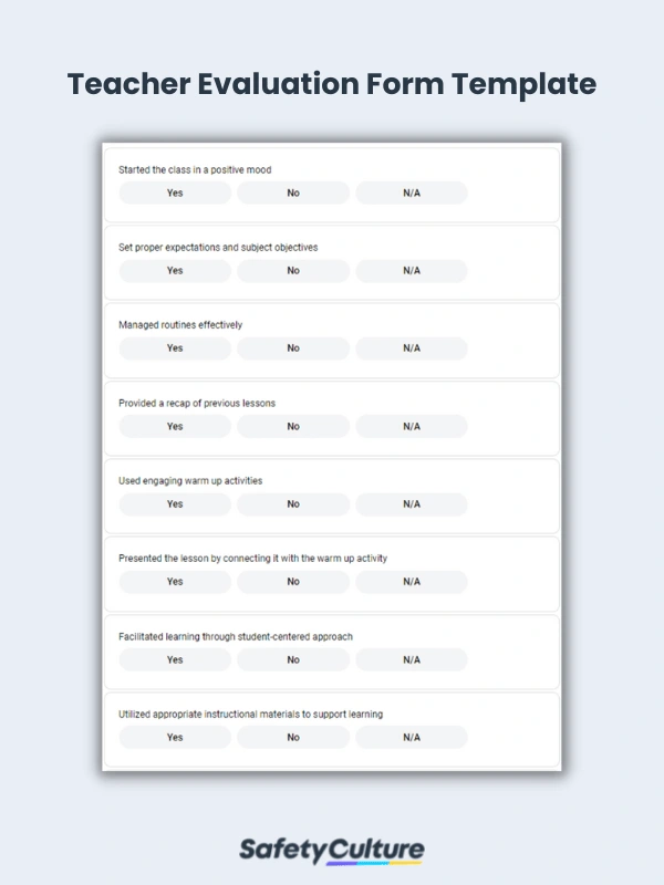 Teacher Evaluation Form