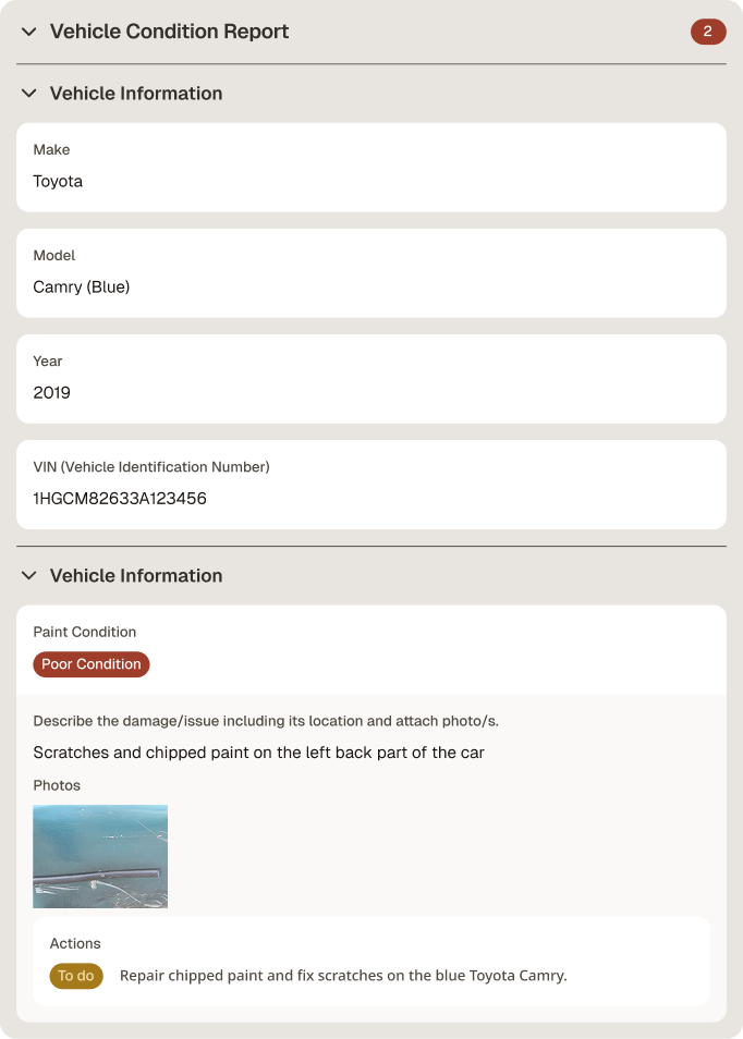 Vehicle Condition Report Template