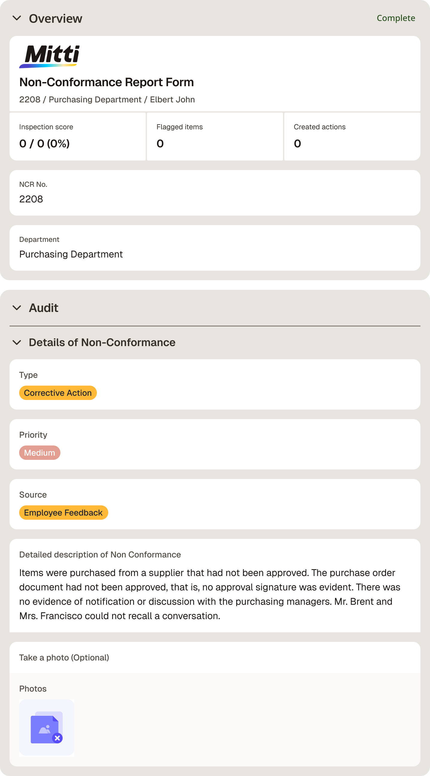 non-conformance-report