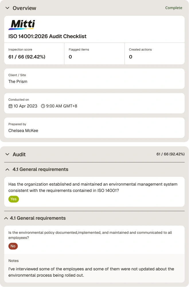 ISO 14001:2026 Audit Checklist Featured Template Image