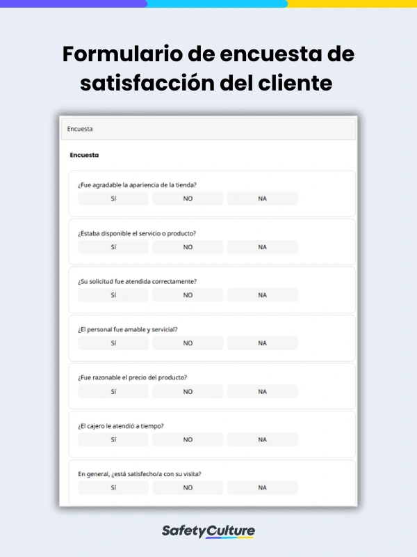 Formulario de encuesta de satisfacción del cliente