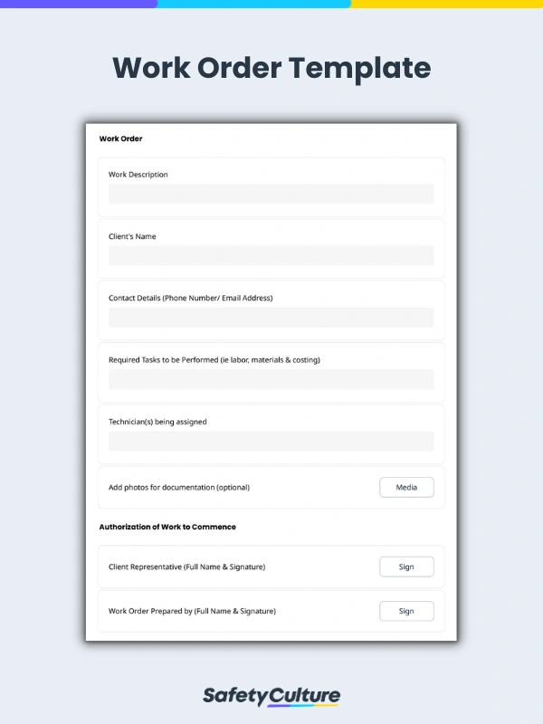 maintenance work order template
