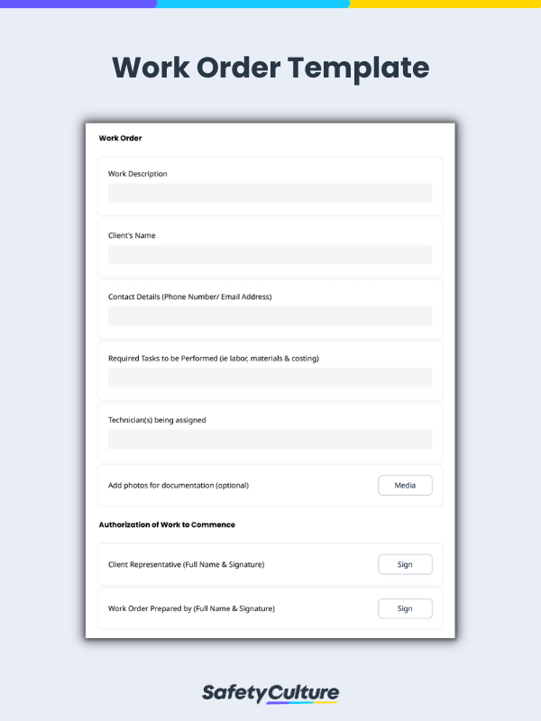 maintenance work order template