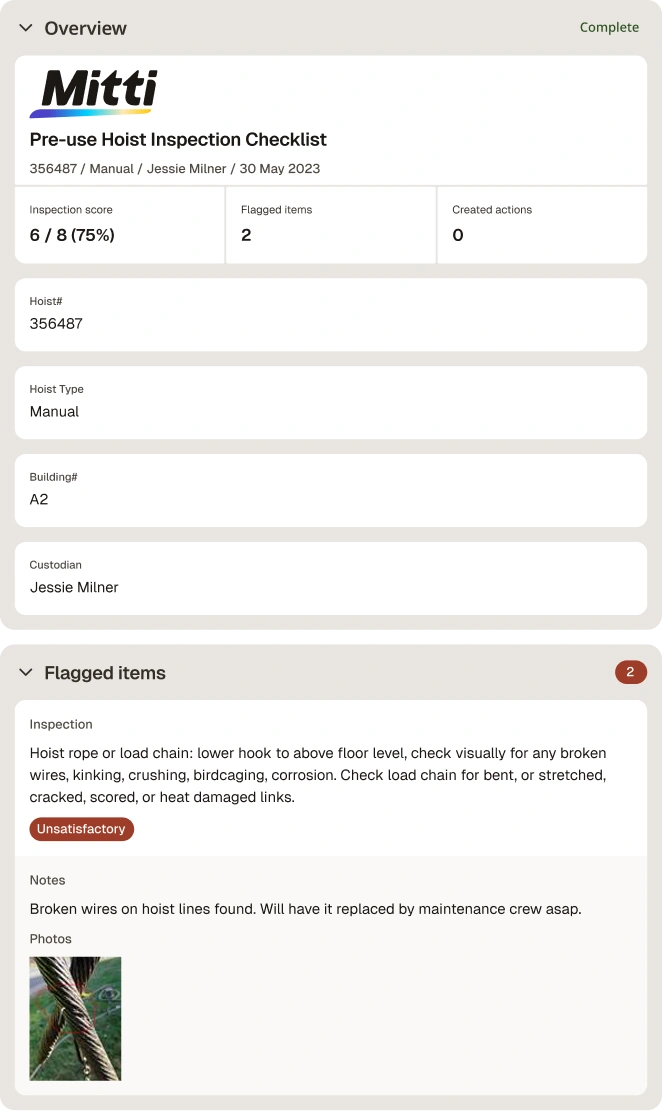 pre-use hoist inspection checklist