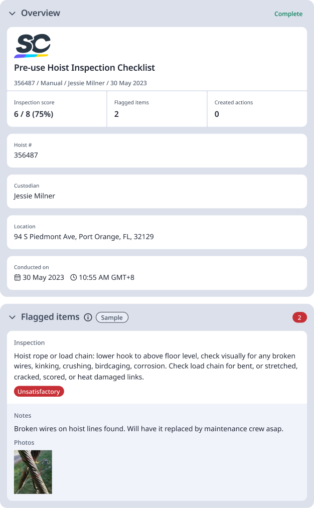pre-use hoist inspection checklist