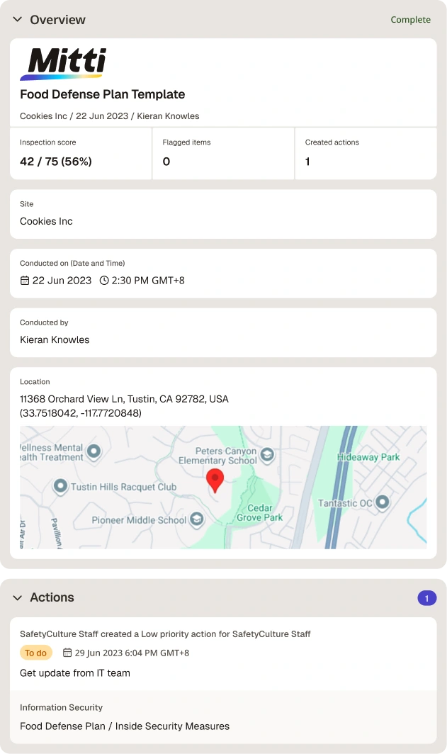 Food Defense Plan Template