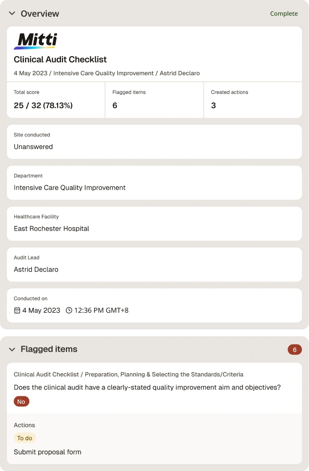 clinical audit checklist