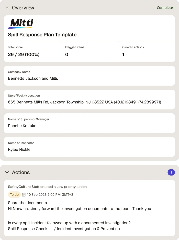 Spill Response Plan Template