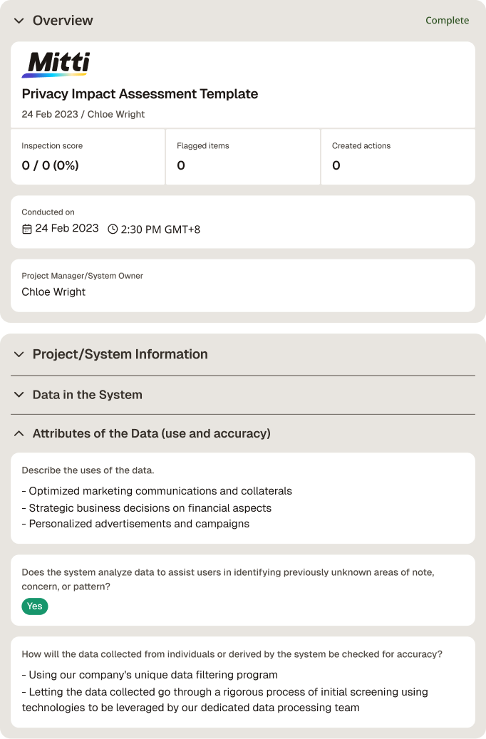 Privacy Impact Assessment Template