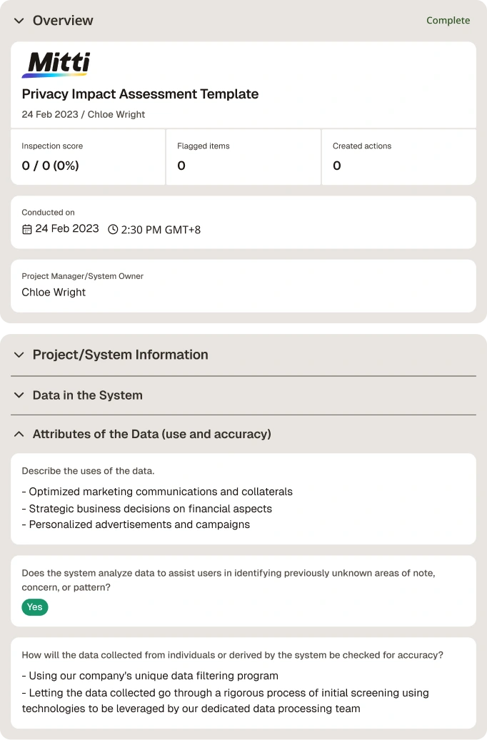 Privacy Impact Assessment Template