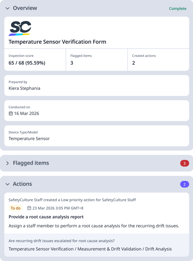 Temperature Sensor Verification Form