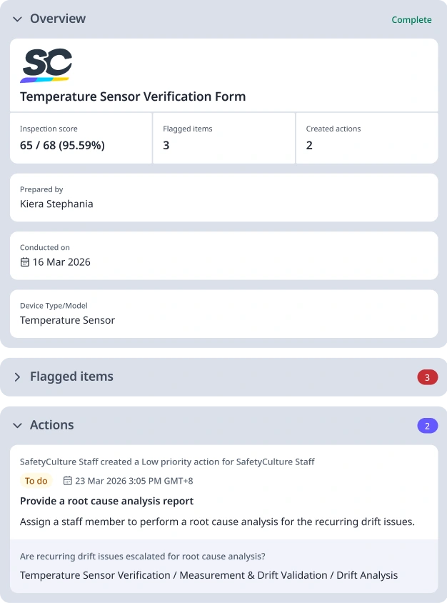 Temperature Sensor Verification Form