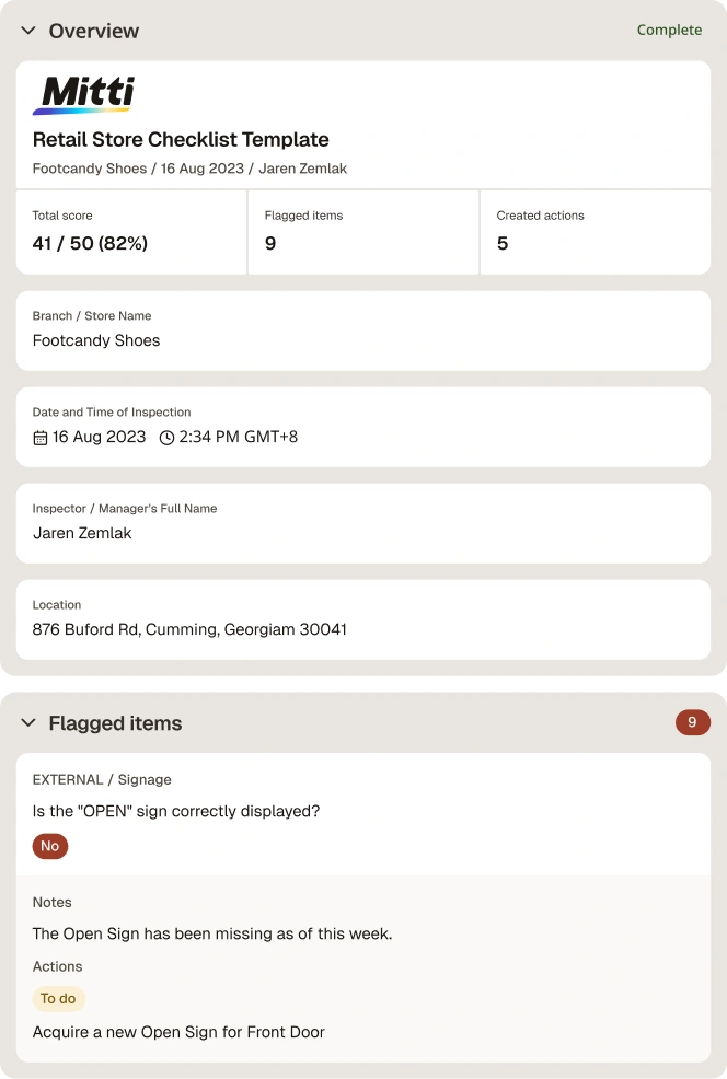 Retail Store Daily Checklist Template