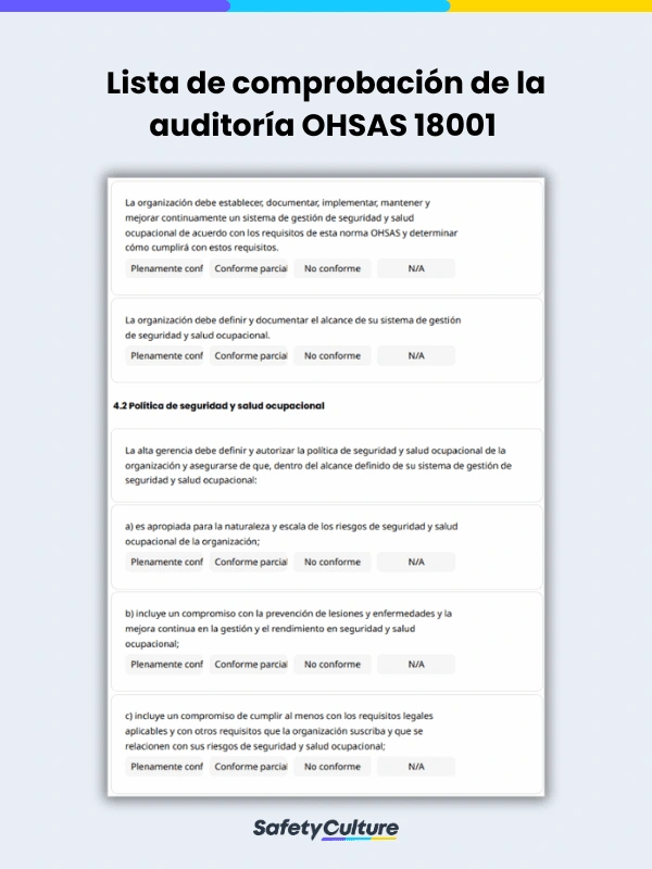 OHSAS 18001 Audit Checklist