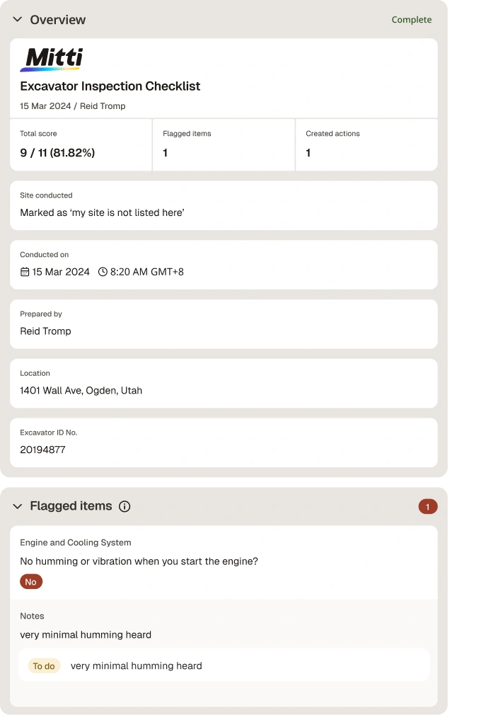 Excavation Inspection Checklist