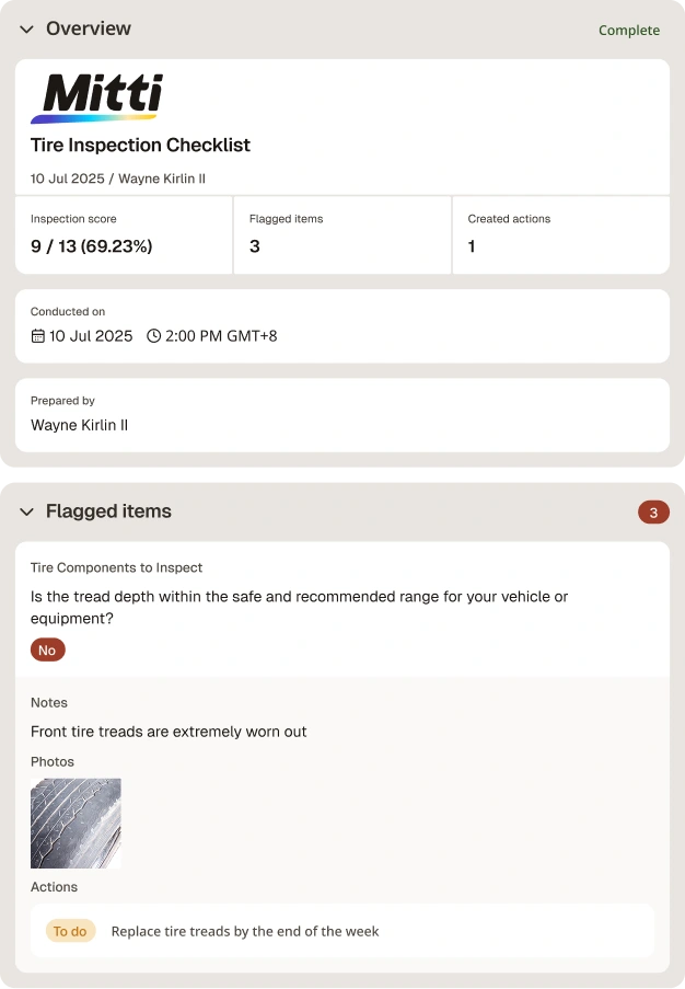 Tire Inspection Checklist
