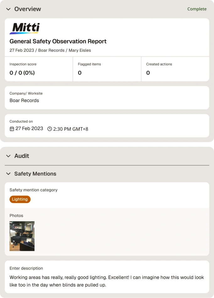 Safety Observation Report Digital Report