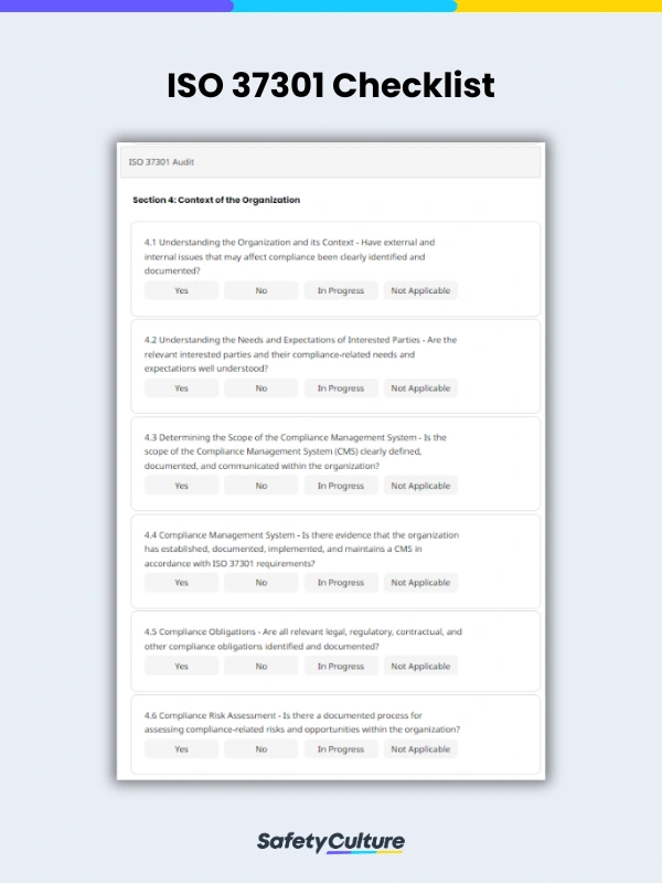 Liste de contrôle ISO 37301