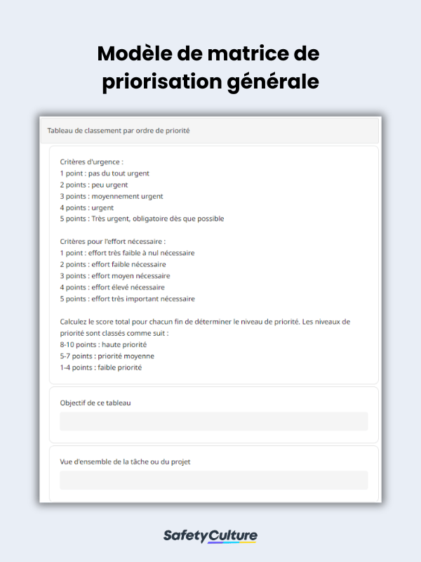Prioritization Matrix Template