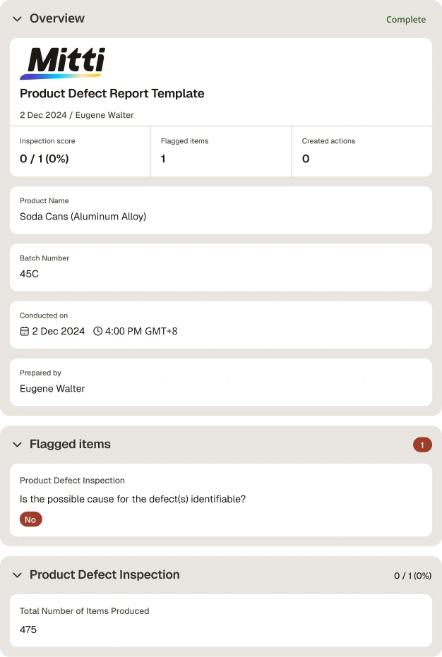 Product Defect Report Template