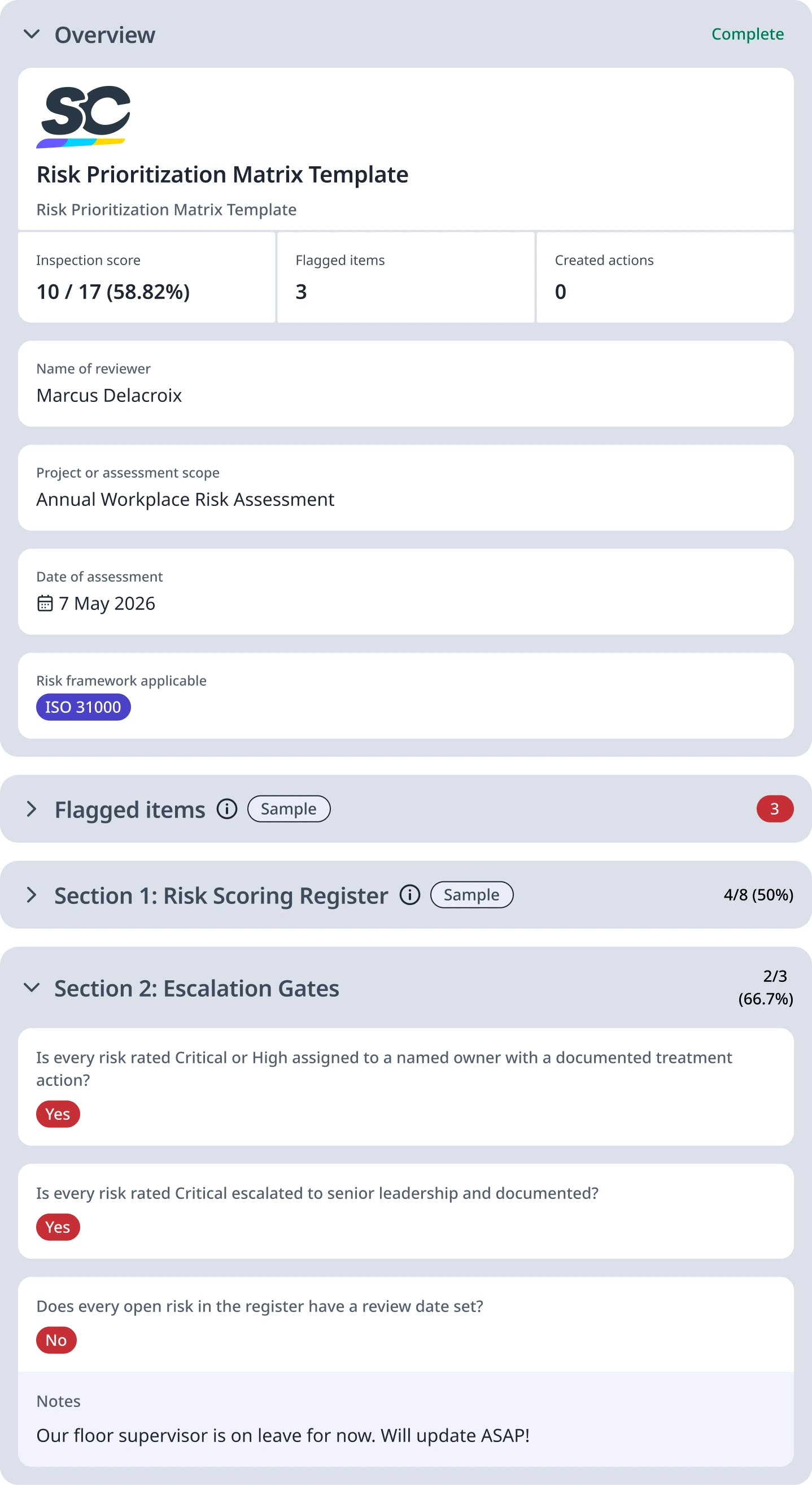 Risk Prioritization Matrix Template Digital Report Template