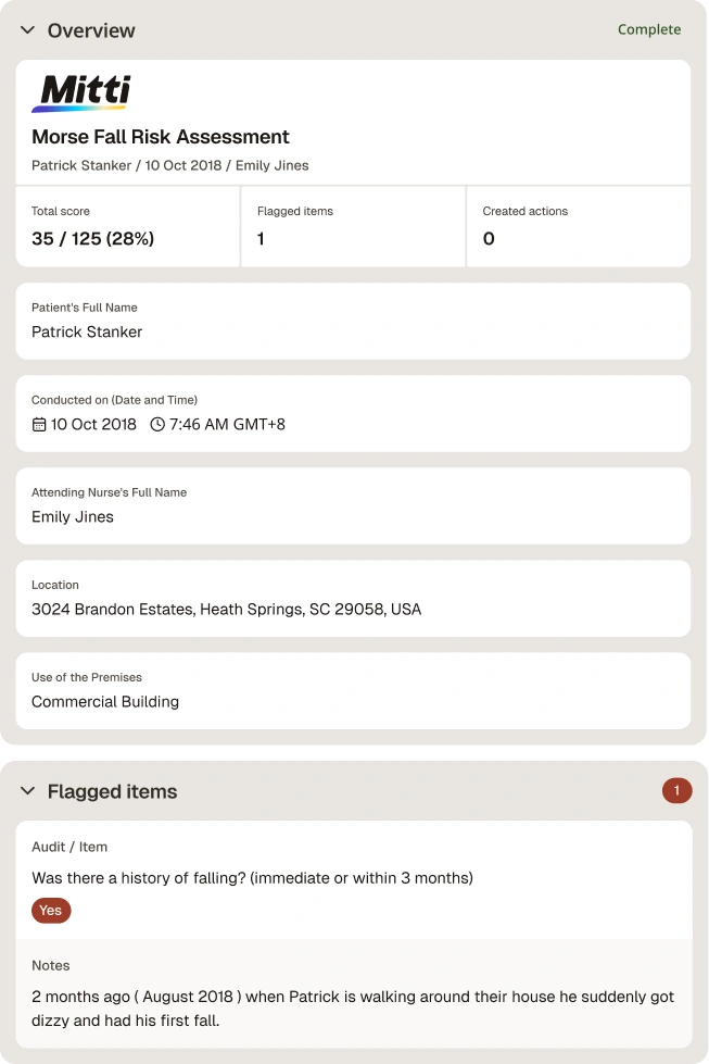 morse fall risk assessment form
