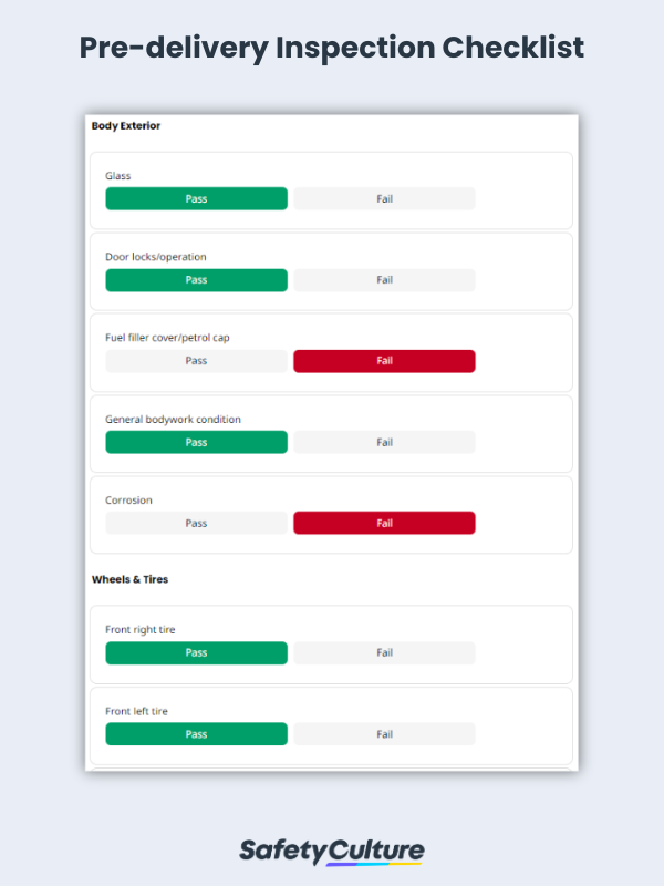 Pre-delivery Inspection Checklist