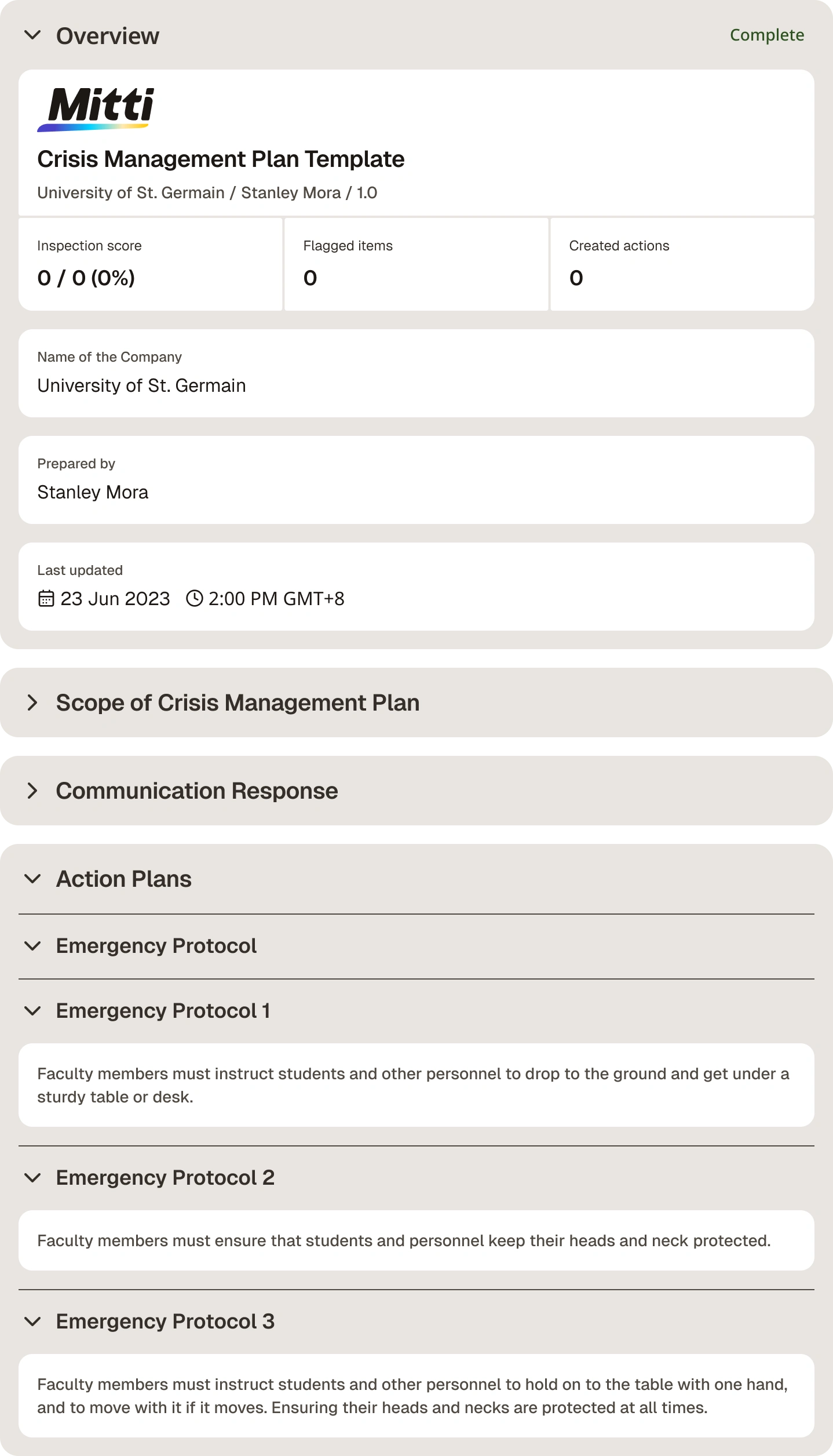 Free Crisis Management Plan Templates | PDF | Mitti (by SafetyCulture)